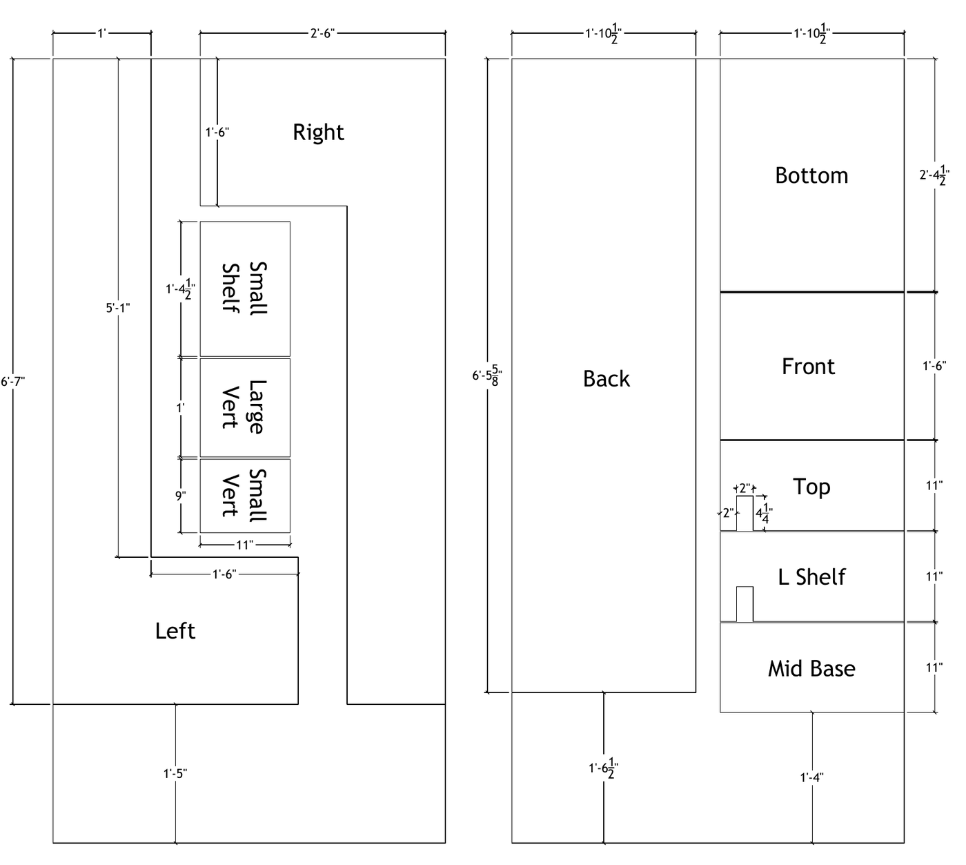 Sheet layout showing locker parts nested on two plywood sheets